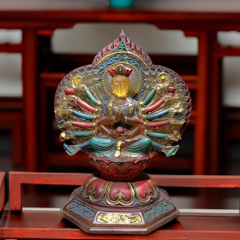 古董純銅鎏金觀音佛像居家辦公室佛堂擺件觀世音菩薩黃銅雕像