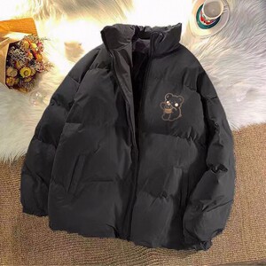 
Couple style bread coat, versatile and cute, loose stand-up collar, trendy brand popular winter cotton coat for boys, simple cotton padded jacket for girls