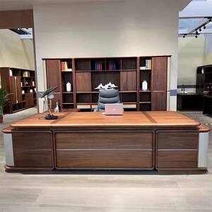 
New Chinese style chairman boss desk executive desk simple modern North American black walnut high-end office desk and chair customization
