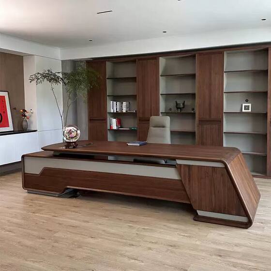 
New Chinese style CEO desk, new solid wood desk, walnut wood high-end executive desk, boss desk, high-end feel
