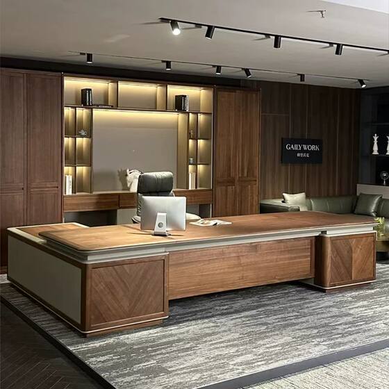
New Chinese style walnut solid wood boss desk 2025 new desk side table senior chairman president desk