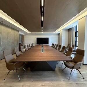New Chinese-style conference room walnut solid wood office conference table modern simple large office long table reception table
