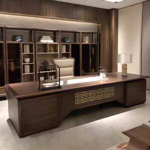 
New Chinese style solid wood boss desk boss office desk simple modern president desk black walnut executive desk