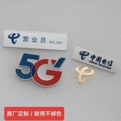 Original China Telecom Employee Id Badge 5g Lapel Pin Telecom Emblem Matte Name Tag Work Badge Name Tag Pin Name Tag
