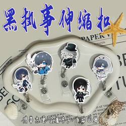 Black Butler New Cartoon Retractable Badge Holder with Elastic Strap for Medical Staff, Work Id, and Factory Badge Card Holder