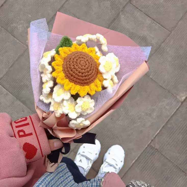 洋甘菊向日葵编织花束材料包diy自制心意礼物送女友男友