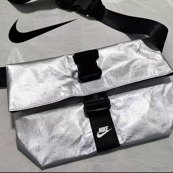 
Nike NIKE men's and women's sports casual fashion all-match shoulder bag BG001-011A black/silver