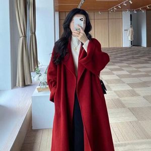 
Sicilian red double-sided cashmere coat women's mid-length 2025 autumn and winter new loose high-end woolen coat
