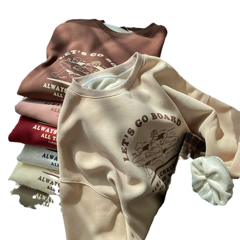 Fashionable skateboard kids printed long sleeve thickened sweatshirt for women