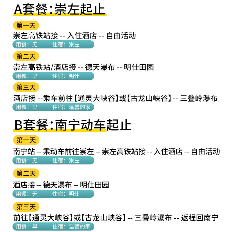 私家团广西南宁崇左纯玩3天2晚德天瀑布 古龙山+明仕田园峒那屿湾