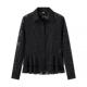 AliExpress 2025 summer cross-border European and American women's clothing black flower cut lotus leaf long sleeve shirt top for women
