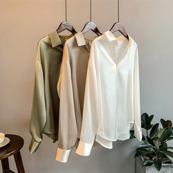 Women's Shirt 2025 New Autumn and Winter Triacetate Satin Silk High-End Base Shirt with Unique Design