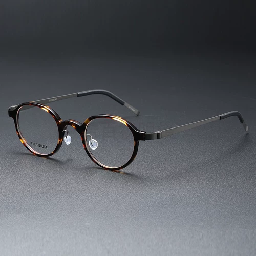 Большое лицо High Myopia 9G Retra -Ultra -Slight Glasses Pure Titanium Зеркало, горизонтальная пластинчатая рама горизонтальная пластина рама круглой коробки, Линде 1011