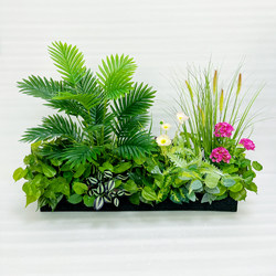 Outdoor Flower Box Artificial Flower Arrangement Fake Green Plants Landscaping Decorative Tree Artificial Flowers Fake Flower Decoration Balcony Fence Railing