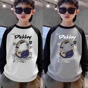 
Boys' pure cotton raglan sleeve T-shirts, spring and autumn, cool and handsome children's boys' long-sleeved tops, bottoming shirts, children's clothing