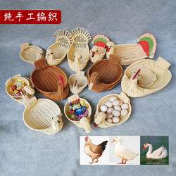 ins Rattan-Like Woven Dining Room Fruit Plate, Tableware Holder, Snack Basket, Fruit Basket, Draining Basket, Seed Basket, Animal Cartoon