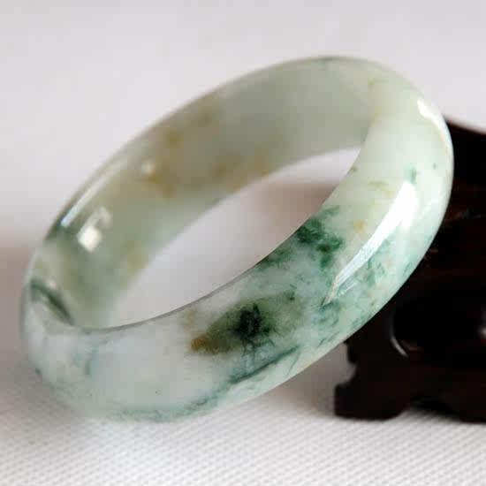 2mm缅甸玉镯 正品玉器镯子 天然a货翡翠手镯豆种飘花手镯包邮