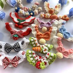 Hand-Woven Pet Collar, Cat Bib, Dog Saliva Towel, Cartoon Cute Kitten Bib, Bow Tie Decoration