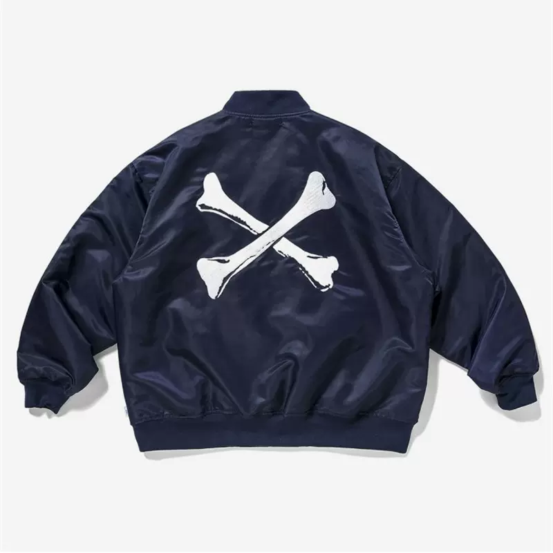 21AW WTAPS TEAM JACKET TWILL日系刺绣骨头飞行夹克棒球棉服外套-Taobao