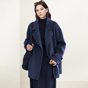 
QOOEL high-end light luxury elegant coat 2025 winter new style mid-length loose silhouette woolen coat
