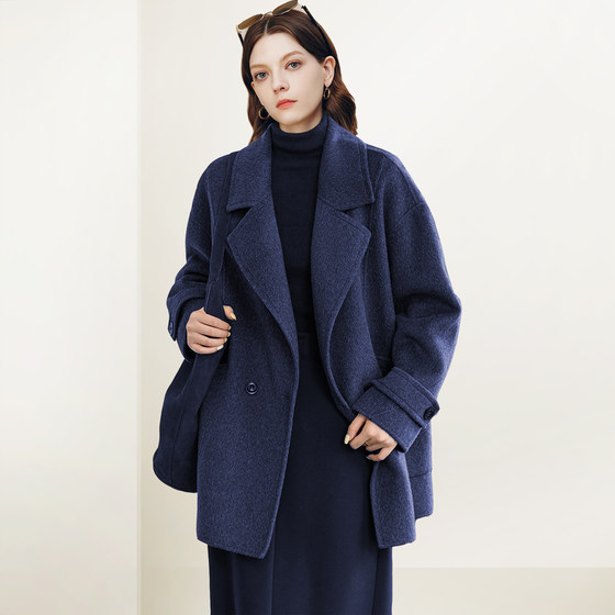 
QOOEL high-end light luxury elegant coat 2025 winter new style mid-length loose silhouette woolen coat