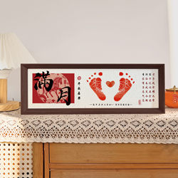 Baby Horse Full Moon Hidden Message Poem Hand and Footprint Newborn Photo Frame Keepsake 100-Day Celebration First Birthday Party Zodiac Display Stand