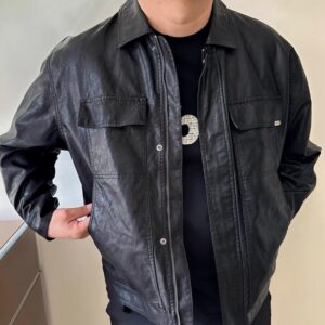 
Dayi Wuyou code men's clothing spring and autumn new style handsome fat plus fat plus larger men's short lapel PU jacket leather jacket