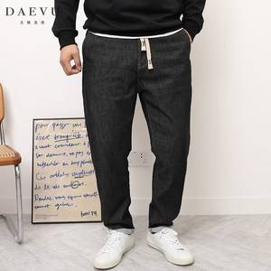 
DAEVU Spring and Autumn New Styles of General Wash Loose Small Feet Trendy Fatty Stretch Plus Fat Plus Large Size Men's Casual Jeans