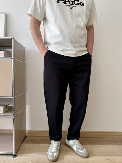 
DAEVU spring and autumn new black comfortable elastic small feet plus fat plus size men's business casual pants