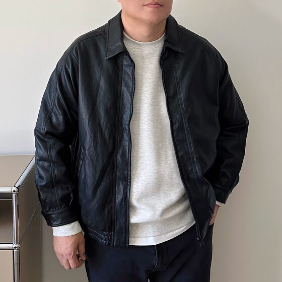 
DAEVU plus size men's spring and autumn new fat men's jacket plus fat enlarged men's short lapel PU leather jacket