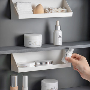
Wall-mounted inclined storage box mirror cabinet lipstick cosmetics storage rack bathroom hole-free layered storage box