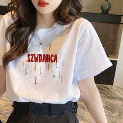 White Pure Cotton Short-Sleeve T-Shirt for Women, 2026 New Summer Style, Loose Fit, Slimming, Korean Style Outfit Top