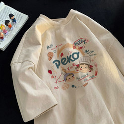 American Retro Pure Cotton Short-Sleeved T-Shirt for Women 2025 New Spring and Summer Chic Korean Style Bottoming Shirt Top