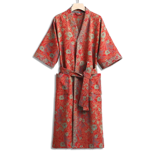 Pure cotton gauze bathrobe 2026 new cotton men's and women's four-season thin nightgown water-absorbent and quick-drying adult bathrobe summer