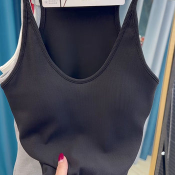 2025 autumn and winter new style halterneck U-neck exposed clavicle suspender beautiful back female slimming cover side breasts slim bottoming shirt vest