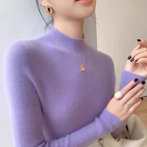 
Half turtleneck, tight turtleneck, knitted bottoming shirt, autumn and winter style inner layer, stacked collar sweater, warm sweater top