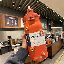 German Imported Large-Capacity Insulated Cup with Straw, Large Belly Water Bottle, Direct Drinking, Leak-Proof Sports Water Bottle