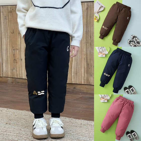 
Japan's excellent children's down pants winter waterproof thickened ski black gold duck down outer wear boys and girls pants to keep warm