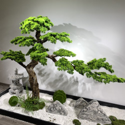 Artificial Welcoming Pine Tree, Fake Arborvitae, New Chinese-Style Indoor Landscaping Decoration, Entrance, Showcase, Exhibition Hall, Dry Landscape Combination