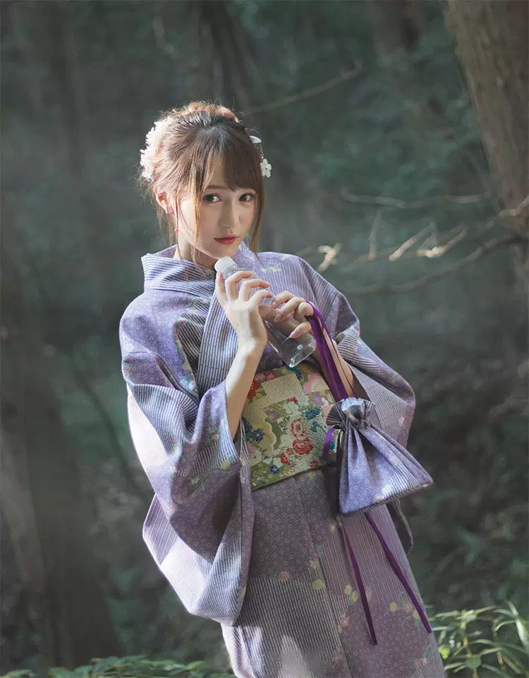 日式和风浴衣黄色小扇子可爱少女日系改良和服樱花季约拍写真服-Taobao