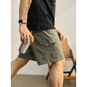 
LUUD retro trendy sports casual pants, multi-functional large pocket mid-pants, thin quick-drying outdoor cargo shorts