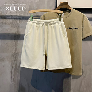 
LUUD breathable sports style Korean casual straight shorts temperament literary men's simple solid color commuting mid-pants