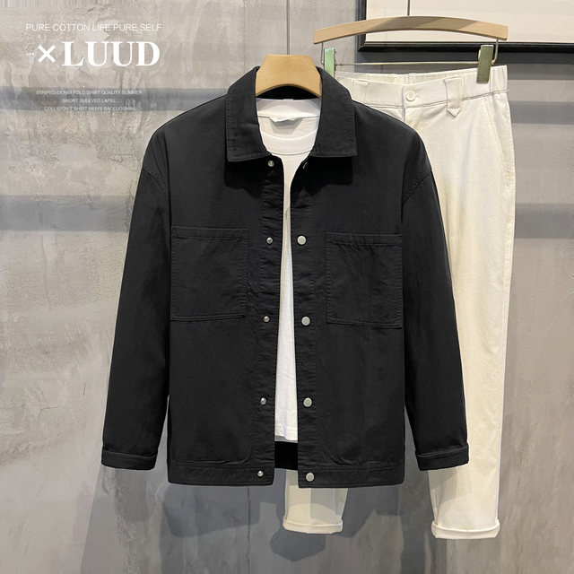 LUUD solid color simple seersucker shirt jacket casual and versatile ...