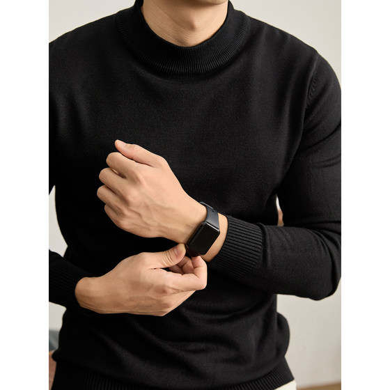 
LUUD multi-color versatile slim fit warm inner sweater self-heating core-spun yarn half turtleneck sweater for men