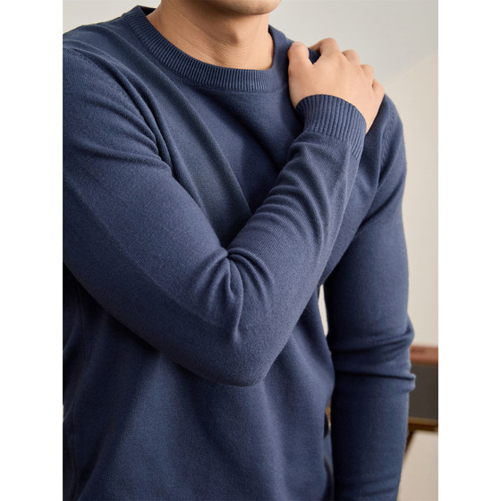 
LUUD skin-friendly modal warm inner layering shirt for men in autumn and winter solid color slim round neck pullover sweater