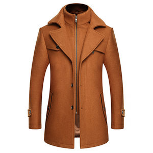 New autumn and winter double collar woolen coat for men thickened large size windbreaker for men wool woolen coat for men