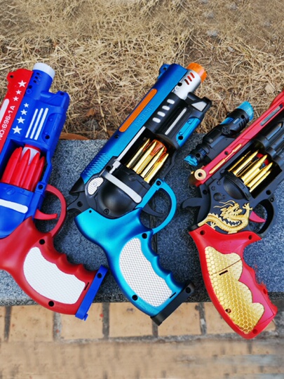 Trade Shop - Pistola Giocattolo Per Bambini 10 Colpi Munizioni In Gomm 27cm Gioco Bambino