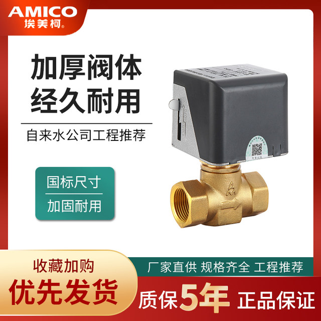 Genuine Amico electric two-way valve brass thickened electric valve air ...