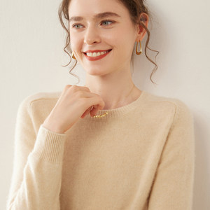 
Beautiful in simplicity~ Cashmere sweater for women, round neck, saddle shoulder, loose pullover, thickened sweater, long-sleeved knitted bottoming shirt