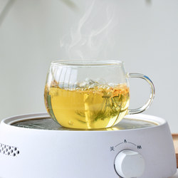 Thickened Round Cup Made of High Borosilicate Glass with Handle, Heat-Resistant Tea Cup, Can Be Heated for Brewing Chrysanthemum, Exquisite Office Cup